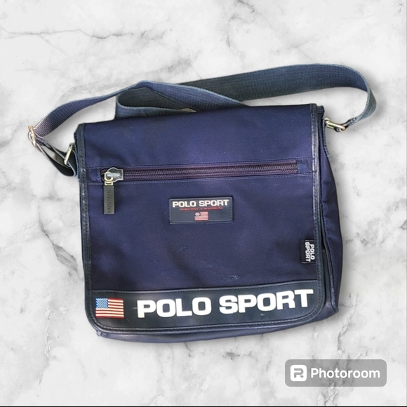 Rare Vintage Polo Sport Ralph Lauren Bag!  Blue With Huge "Polo Sport" & Flag - Picture 1 of 12